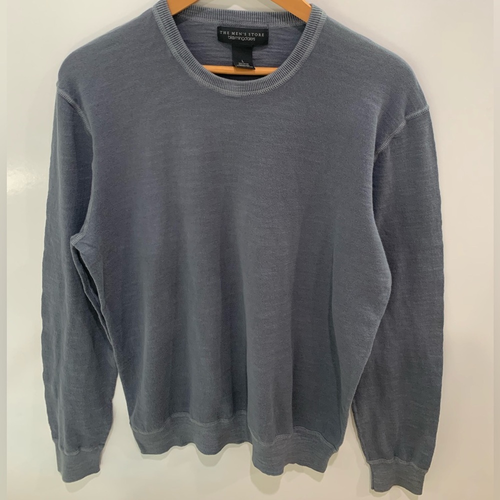 The Men's Store Bloomingdale’s Slate Blue Crewneck Sweater size L gray cotton